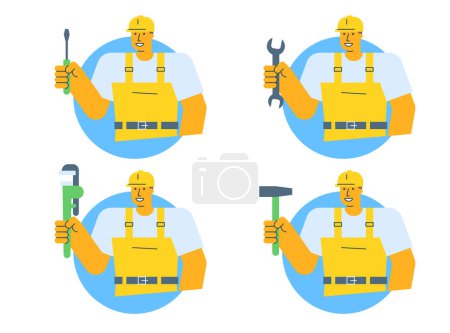 Illustration for Builder vector icons set part three. Vector character - Royalty Free Image
