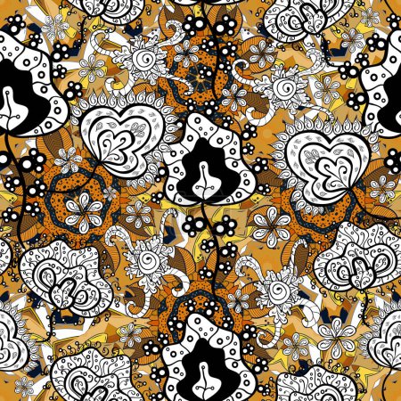 Photo for Abstract pattern page for antistress. On white, black and yellow colors. - Royalty Free Image
