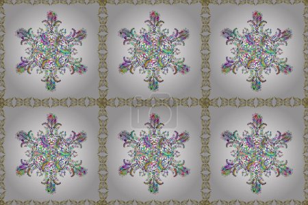 Photo for Seamless raster background. Seamless floral pattern. Wallpaper baroque, damask. Graphic modern seamless pattern on white, neutral and green colors. - Royalty Free Image