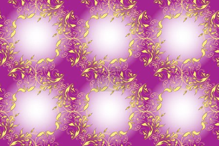 Photo for Seamless abstract background with repeating elements. Purple, neutral and yellow and golden pattern. Elegant classic pattern. - Royalty Free Image