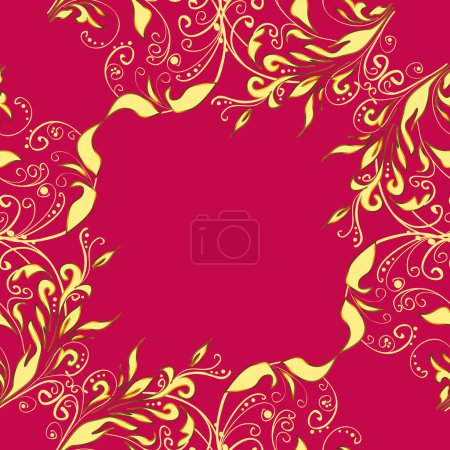 Photo for Floral pattern. Seamless background. Stylish graphic pattern. Wallpaper baroque, damask. Golden elements on yellow, brown and red colors. - Royalty Free Image