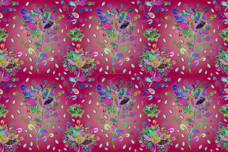 Photo for On purple, pink and green colors. Raster illustration. Raster abstract pattern page for antistress. - Royalty Free Image