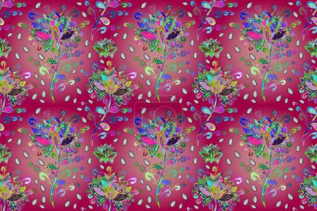 Photo for On purple, pink and green colors. Raster illustration. Raster abstract pattern page for antistress. - Royalty Free Image