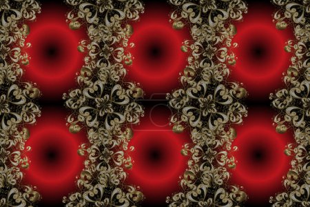 Photo for Traditional classic golden pattern. Golden pattern on black, brown and red colors with golden elements. oriental ornament. Seamless oriental ornament in the style of baroque. - Royalty Free Image