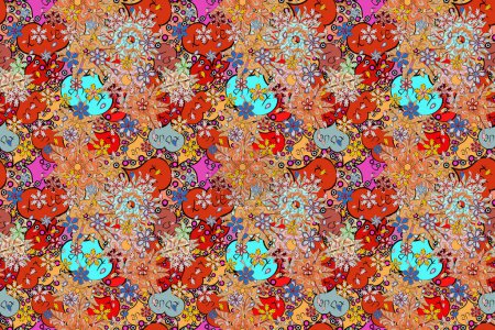 Photo for On black, beige and orange colors. Raster illustration. Raster abstract pattern page for antistress. - Royalty Free Image