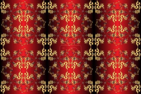 Photo for Symbol holiday, New Year celebration golden pattern. Christmas golden snowflake seamless pattern. Winter snow texture wallpaper. Golden snowflakes on red, black and brown colors. - Royalty Free Image