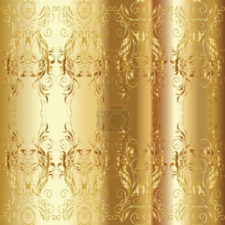 Photo for Symbol holiday, New Year celebration golden pattern. Christmas golden snowflake seamless pattern. Golden snowflakes on yellow, beige and brown colors. Winter snow texture wallpaper. - Royalty Free Image
