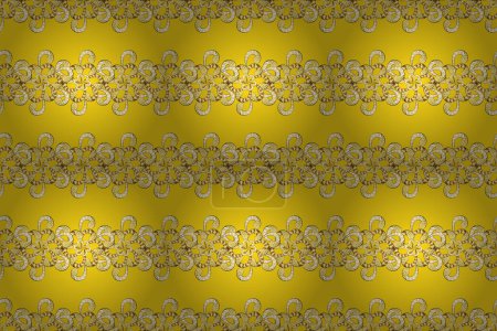 Photo for Minimalistic geometric design. Curls background. Raster line design. Luxury vintage illustration. 1920-30s motifs. Seamless. Art Deco Pattern on yellow, brown and beige colors. - Royalty Free Image