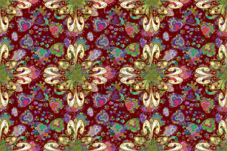 Photo for The elegant the template for fashion prints. Spring floral background with red, green and beige flowers. Motley illustration. Cute pattern in small flower. Small colorful flowers. - Royalty Free Image