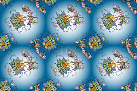 Photo for Small colorful flowers. Spring floral background with black, blue and neutral flowers. Motley illustration. The elegant the template for fashion prints. Raster cute pattern in small flower. - Royalty Free Image
