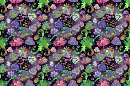 Photo for Small colorful flowers. Motley illustration. The elegant the template for fashion prints. Spring floral background with green, black and neutral flowers. Raster cute pattern in small flower. - Royalty Free Image