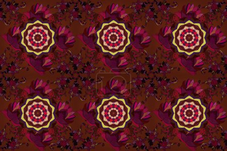 Photo for Spring floral background with purple, brown and red flowers. The elegant the template for fashion prints. Motley illustration. Small colorful flowers. Raster cute pattern in small flower. - Royalty Free Image