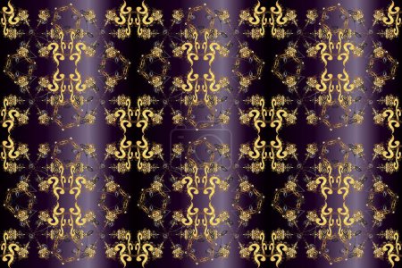 Photo for Symbol holiday, New Year celebration raster golden pattern with golden elements. Christmas gold snowflake pattern. Golden snowflakes on black, gray and brown colors. Winter snow texture wallpaper. - Royalty Free Image