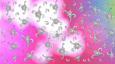 Photo for Abstract pattern for wrapping paper Raster illustration. Doodles white, pink and neutral on colors. Background Sketch nice background. - Royalty Free Image