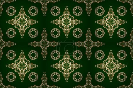 Photo for Pattern on brown and blue colors. Raster golden mehndi seamless pattern. Ornamental floral elements with henna tattoo, golden stickers, mehndi and yoga design, cards and prints. - Royalty Free Image