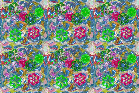 Photo for Raster abstract pattern page for antistress. Raster illustration. On green, blue and neutral colors. - Royalty Free Image