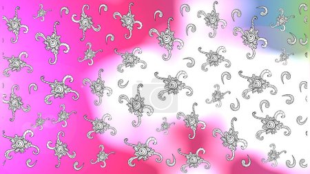 Photo for Background Flat design with abstract doodles on pink, neutral and white colors background. Raster illustration. Colorful pattern. - Royalty Free Image