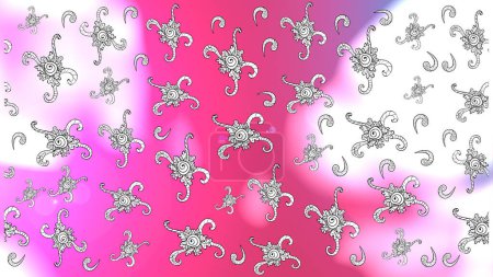 Doodles on a white, neutral and pink colors. Illustration. Raster texture. Background pattern Beautiful fabric background.