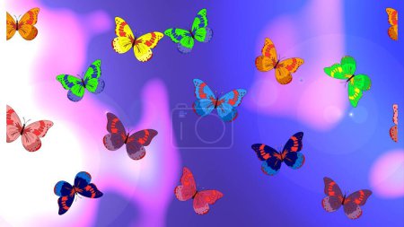 Téléchargez les photos : Croquis fond de motif. Dans un style simple. Papillon mignon abstrait aux couleurs violettes, bleues et neutres. Illustration raster. - en image libre de droit