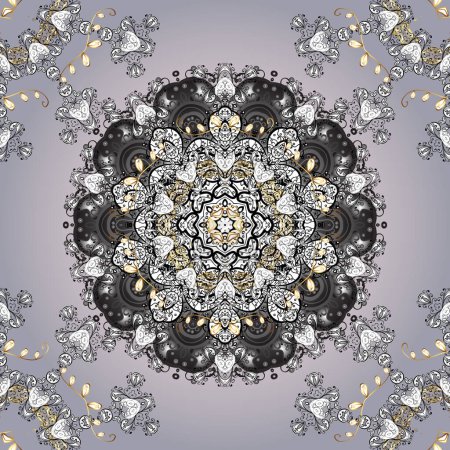 Photo for Colored round ornament pattern on a neutral, gray and white colors. Mandala. - Royalty Free Image