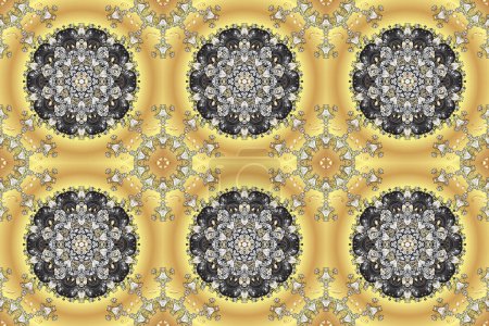 Bunte Grunge gedeihen abstrakten Hintergrund mit cololgelben, beigen und weißen Blumen. Textur für Drucke, Stoffe, Tapeten, Textilien. Stickerei florales nahtloses Muster.