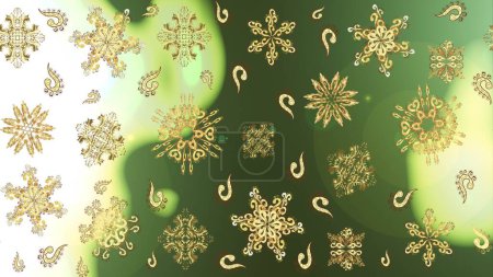 Raster snowflakes background. Raster illustration. Flat design with abstract snowflakes isolated on colors background. Snowflakes pattern. Snowflake colorful pattern.