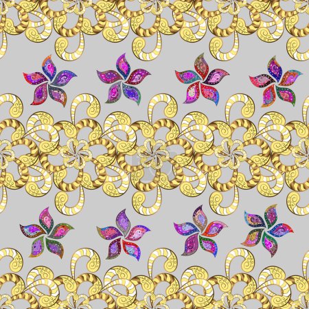 Flat Flower Elements Design. Seamless Floral Pattern in Fancy fabric pattern. Colour Spring Theme seamless pattern Background.