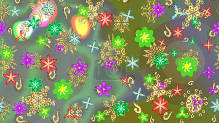 Flowers pattern. Raster illustration. Sketch Chichi fabric pattern. Colour Spring Theme sketch pattern Background. Flat Flower Elements Design.