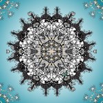 Abstract decorative ethnic mandala sketchy seamless pattern. Colored elements. Blue, gray and white colors.