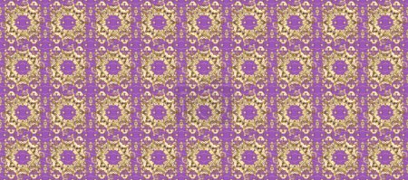 Seamless. 1920-30s motifs. Curls background. Art Deco Pattern on violet and brown colors. Luxury vintage illustration. Minimalistic geometric design. Raster line design.