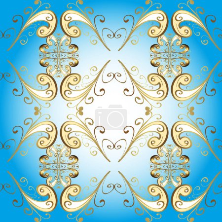 Photo for Symbol holiday, New Year celebration golden pattern. Christmas golden snowflake seamless pattern. Golden snowflakes on white, black and blue colors. Winter snow texture wallpaper. - Royalty Free Image