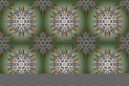 Raster colored snowflakes design decorative Christmas element on a green, neutral and white colors.