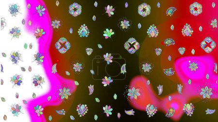 Nahtlose Floral Pattern in Raster Illustration. Farbe Frühling Theme nahtlose Muster Hintergrund. Fantasievolles Stoffmuster. Flache Blume Elemente Design.