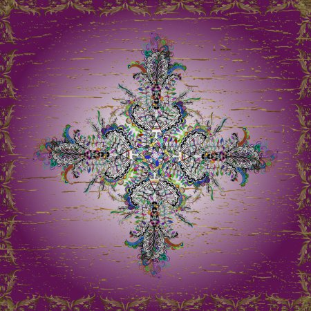 Illustration for Vector abstract stylized colored mandala. Intricate colored Arabesque with on a neutral, purple and violet colors. - Royalty Free Image