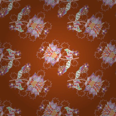 Illustration for Motley illustration. Vector cute pattern in small flower. Small colorful flowers. The elegant the template for fashion prints. Spring floral background with white, orange and pink flowers. - Royalty Free Image