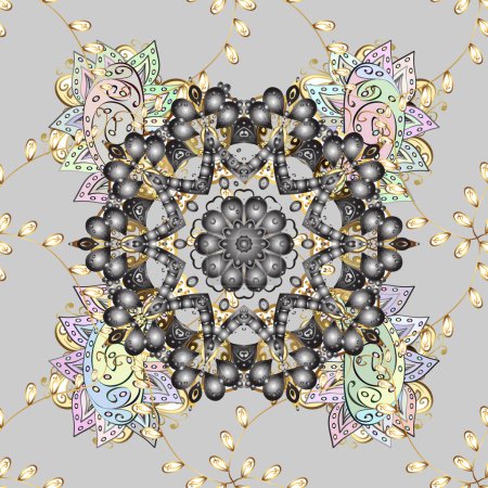 Ilustración de Diseño vectorial diseño abstracto mandala geometría sagrada ilustración en un color beige, neutro y gris. - Imagen libre de derechos