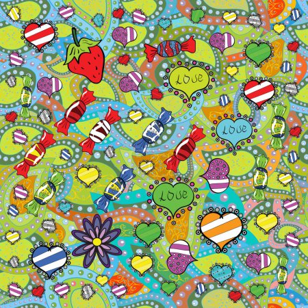 Bonito patrón de mochila vintage en pequeñas flores verdes, azules y amarillas. Millefleurs. Fondo sin costuras dulce floral para textiles, tela, cubiertas, fondos de pantalla, impresión, abrigo, scrapbooking, decoupage.