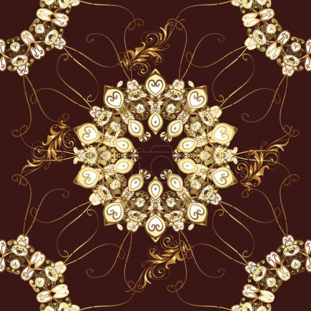 Illustration for Graphic modern seamless pattern on neutral, brown and green colors. Wallpaper baroque, damask. Seamless vector background. Seamless floral pattern. - Royalty Free Image