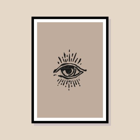 Illustration for Sacred mystic eye magical protection. Illustration for modern poster design, banner, packaging - Royalty Free Image