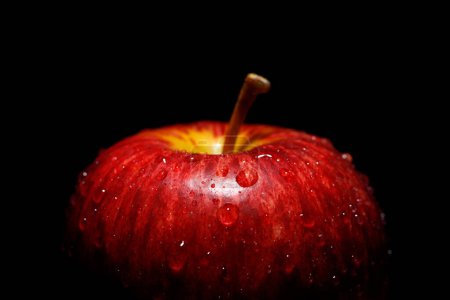 Photo for Fresh red apples on black background - Royalty Free Image