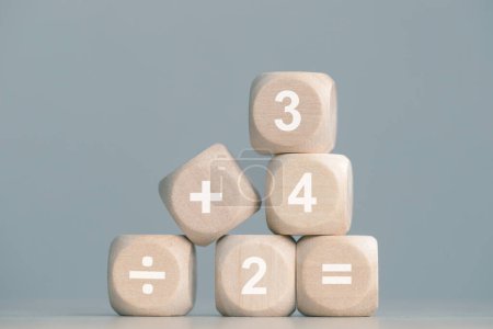 wood cube block with number