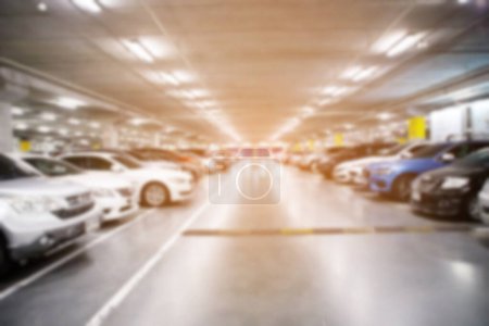 Photo for Concept sheet label write text.Cars parked in the parking lot.Open space area indoors - Royalty Free Image