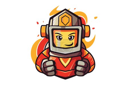 Téléchargez les photos : Pompier peint à la main dans le style dessin animé. Format vectoriel. - en image libre de droit