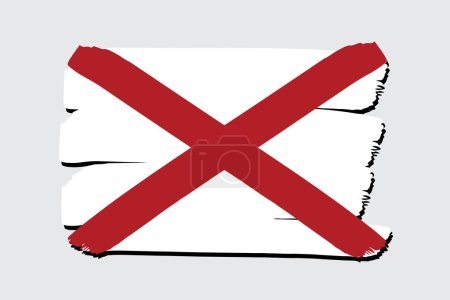 Téléchargez les photos : Drapeau d'État de l'Alabama avec des lignes dessinées à la main colorées au format vectoriel - en image libre de droit