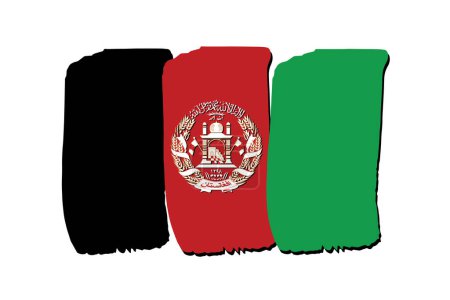 Téléchargez les photos : Afghanistan Drapeau avec des lignes dessinées à la main colorées au format vectoriel - en image libre de droit