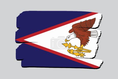 Téléchargez les photos : Drapeau Samoa Américain avec des lignes dessinées à la main colorées au format vectoriel - en image libre de droit