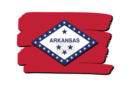Téléchargez les photos : Drapeau de l'État de l'Arkansas avec des lignes dessinées à la main colorées au format vectoriel - en image libre de droit