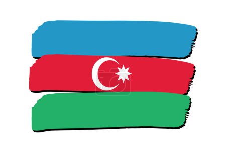 Téléchargez les photos : Azerbaïdjan Drapeau avec des lignes dessinées à la main colorées au format vectoriel - en image libre de droit