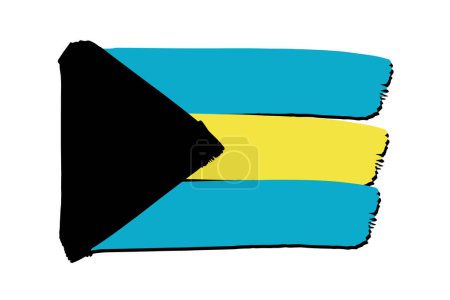 Téléchargez les photos : Bahamas Drapeau avec des lignes dessinées à la main colorées au format vectoriel - en image libre de droit