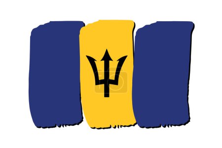 Téléchargez les photos : Barbade Drapeau avec des lignes dessinées à la main de couleur au format vectoriel - en image libre de droit